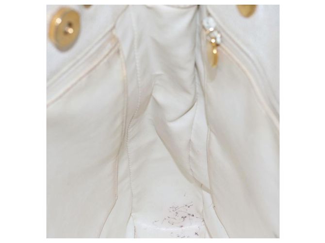 Borsa a spalla a catena CHANEL in pelle di vitello bianco oro CC Auth bs17674 D'oro - vista 20