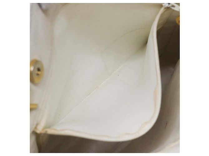 Borsa a spalla a catena CHANEL in pelle di vitello bianco oro CC Auth bs17674 D'oro - vista 21