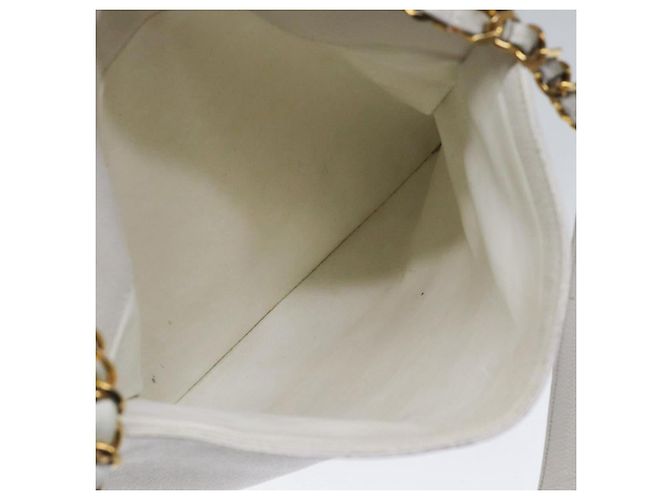 Borsa a spalla a catena CHANEL in pelle di vitello bianco oro CC Auth bs17674 D'oro - vista 23