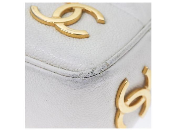 Borsa a spalla a catena CHANEL in pelle di vitello bianco oro CC Auth bs17674 D'oro - vista 8