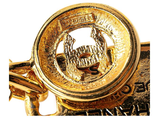 Gold Chanel CC runde und Rue Cambon Anhänger Halskette vergoldet Golden - Ansicht 2