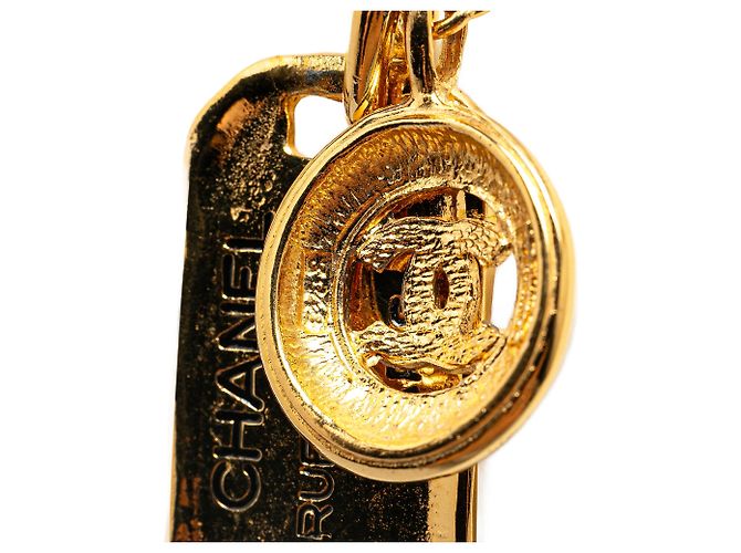 Gold Chanel CC runde und Rue Cambon Anhänger Halskette vergoldet Golden - Ansicht 3