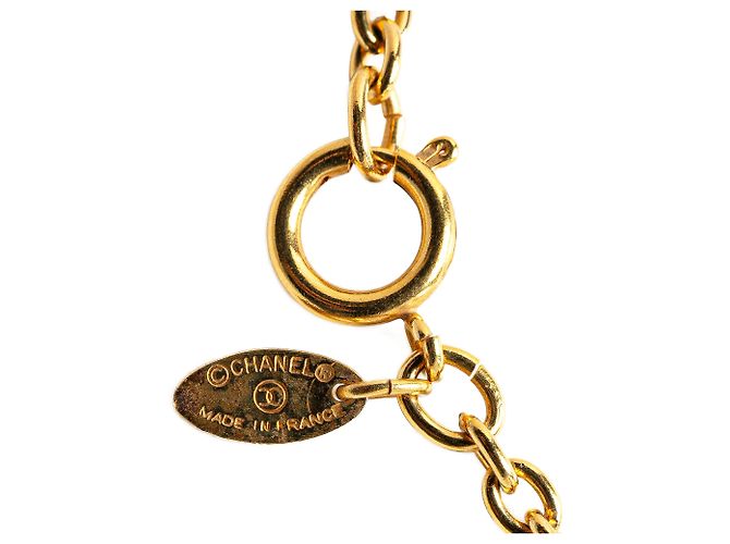 Gold Chanel CC runde und Rue Cambon Anhänger Halskette vergoldet Golden - Ansicht 4