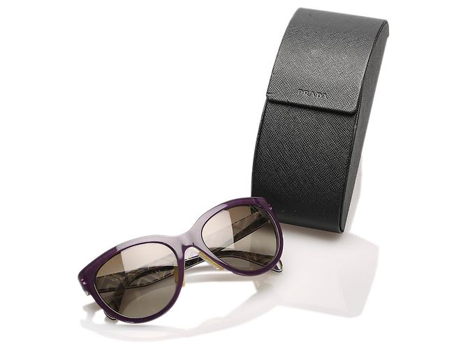 Schwarze Prada runde getönte Sonnenbrille - Ansicht 8