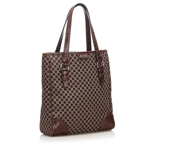 Céline Borsa tote Celine in tela Macadam marrone - vista 3