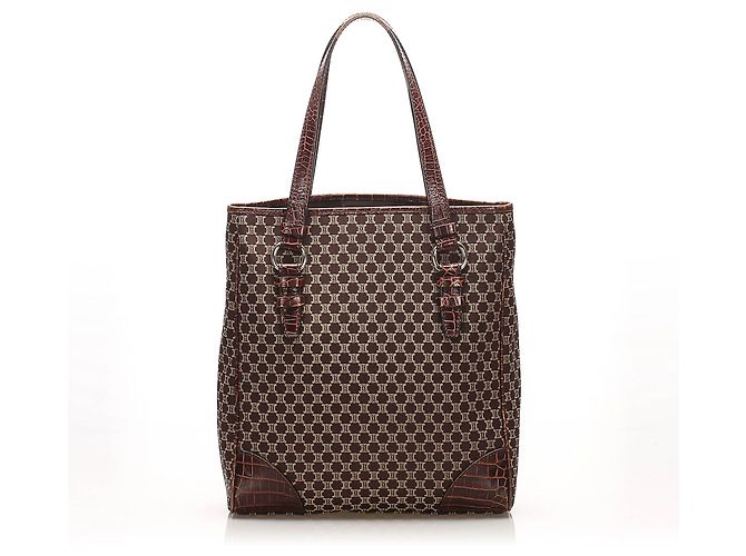Céline Borsa tote Celine in tela Macadam marrone - vista 4
