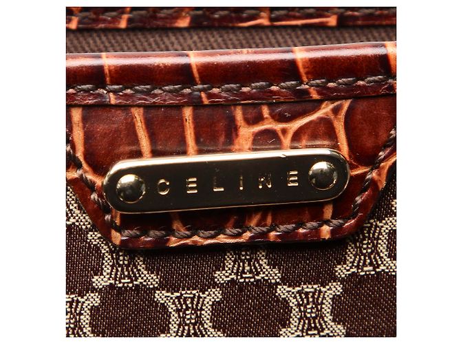 Céline Borsa tote Celine in tela Macadam marrone - vista 7