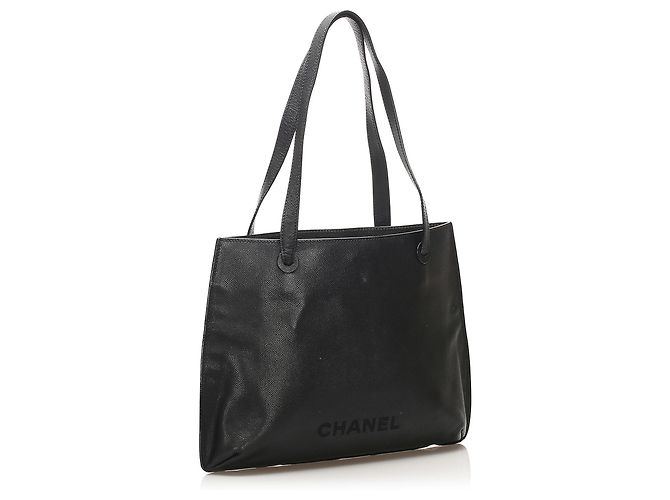 Borsa tote Chanel in pelle caviar nera Nero - vista 3