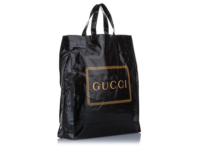Borsa tote in cotone nero Gucci con stampa logo Medium - vista 2