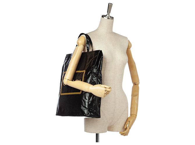 Borsa tote in cotone nero Gucci con stampa logo Medium - vista 7