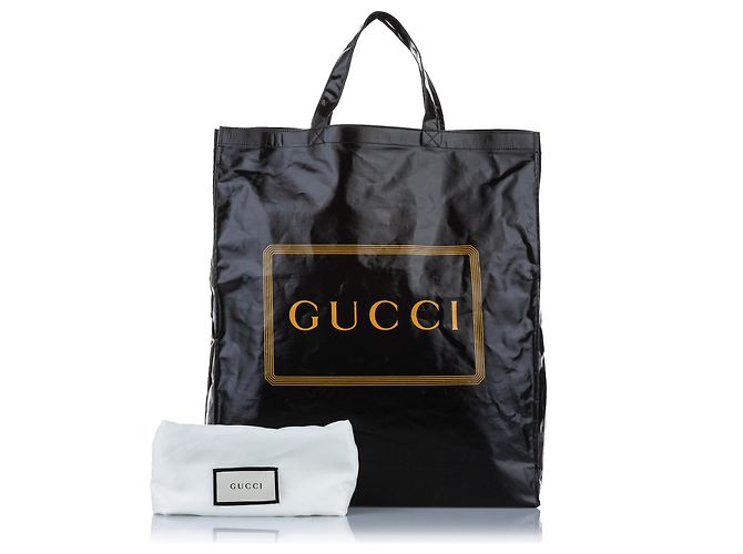 Borsa tote in cotone nero Gucci con stampa logo Medium - vista 8