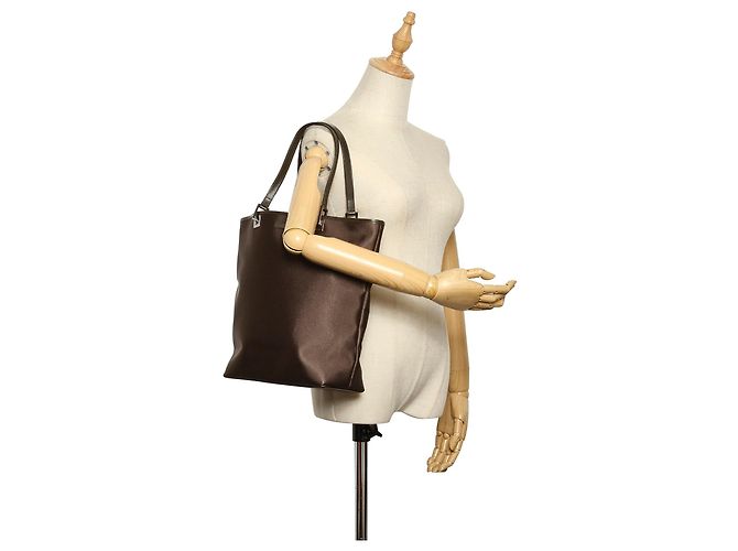 Borsa tote in nylon marrone Gucci - vista 2