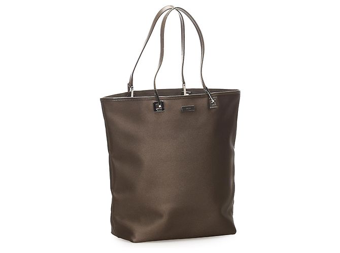Borsa tote in nylon marrone Gucci - vista 3