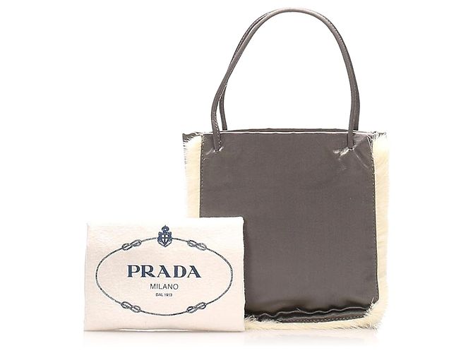 Tote PRADA Handtaschen T. Stoff Grau - Ansicht 8