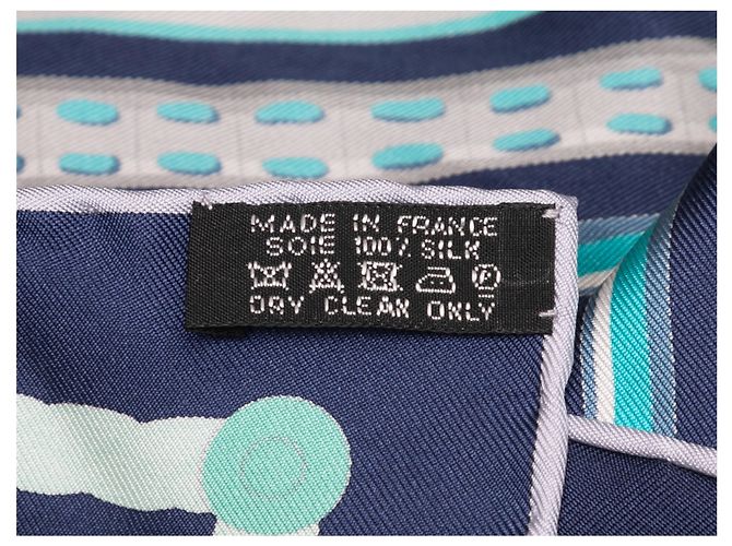 Foulard in seta stampato Hermès Les Cannes motivo blu e multicolore - vista 3