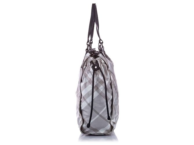Bolsa tote de nylon Burberry Mega Check cinza com fivela - vista 3