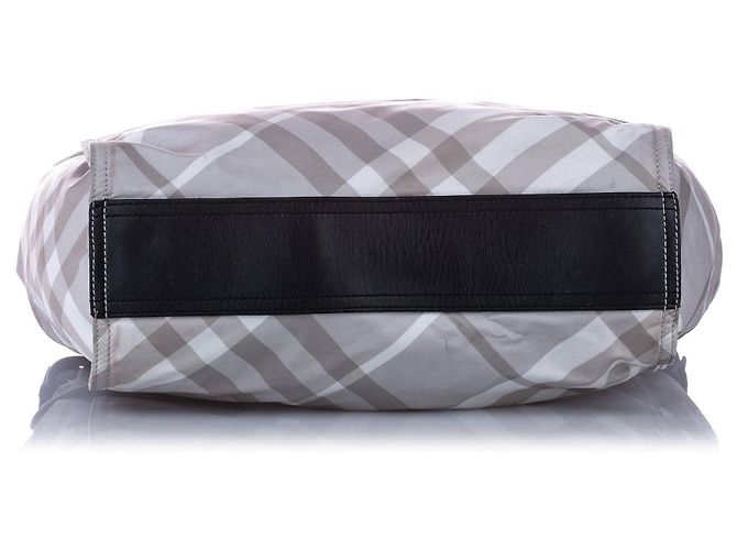 Bolsa tote de nylon Burberry Mega Check cinza com fivela - vista 5