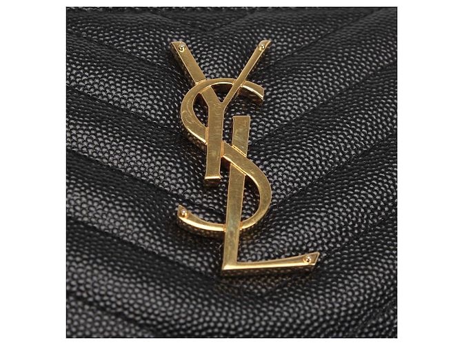 Yves Saint Laurent Black YSL Monogram Zip Around Leather Long Wallet - view 11