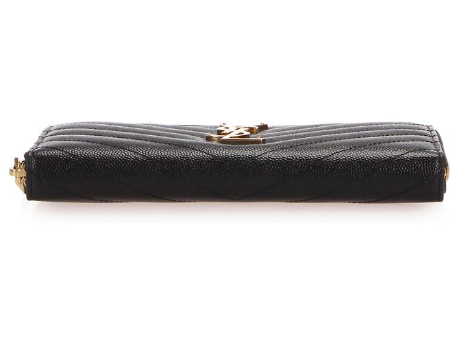 Yves Saint Laurent Black YSL Monogram Zip Around Leather Long Wallet - view 6