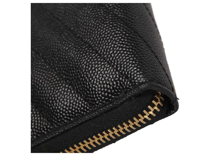 Yves Saint Laurent Black YSL Monogram Zip Around Leather Long Wallet - view 9