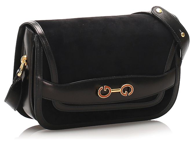 Borsa a tracolla Gucci GG in nubuck nero - vista 2