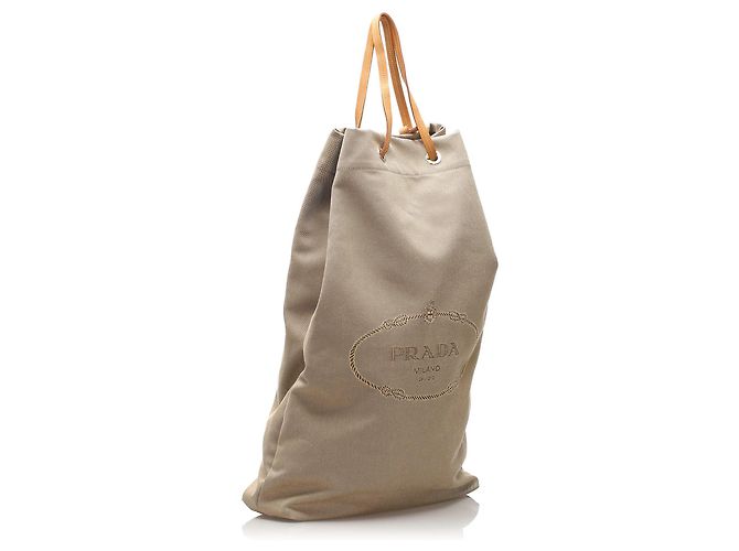 Borsa bucket in tela Prada Canapa marrone con coulisse - vista 2