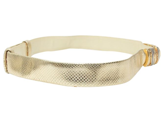 Goldene metallische Schlangenledergürtel von Judith Leiber - Ansicht 3