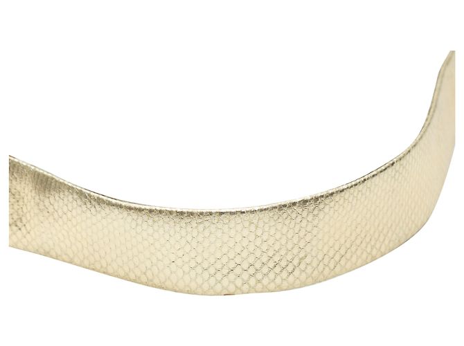 Goldene metallische Schlangenledergürtel von Judith Leiber - Ansicht 4