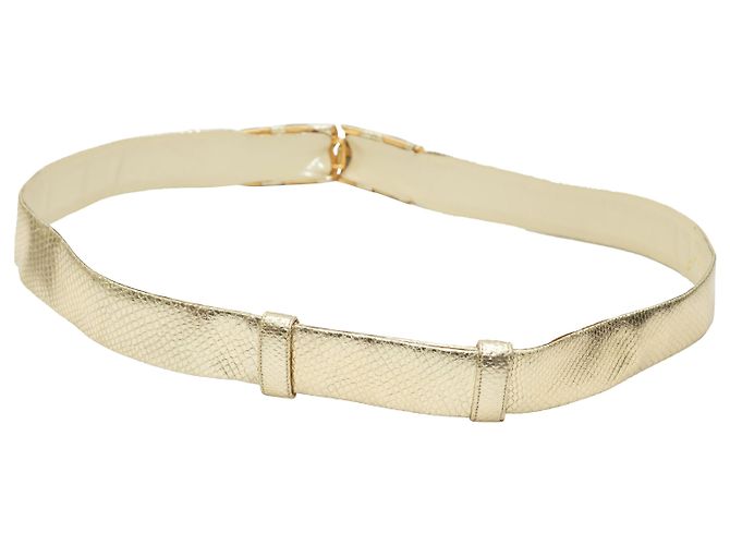 Goldene metallische Schlangenledergürtel von Judith Leiber - Ansicht 6