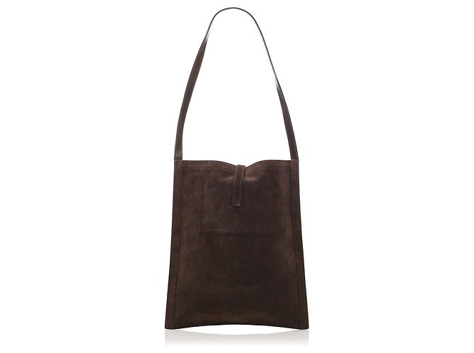 Borsa a spalla in suede marrone Gucci - vista 3