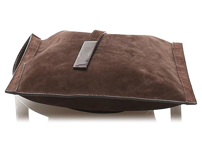 Borsa a spalla in suede marrone Gucci - vista 4