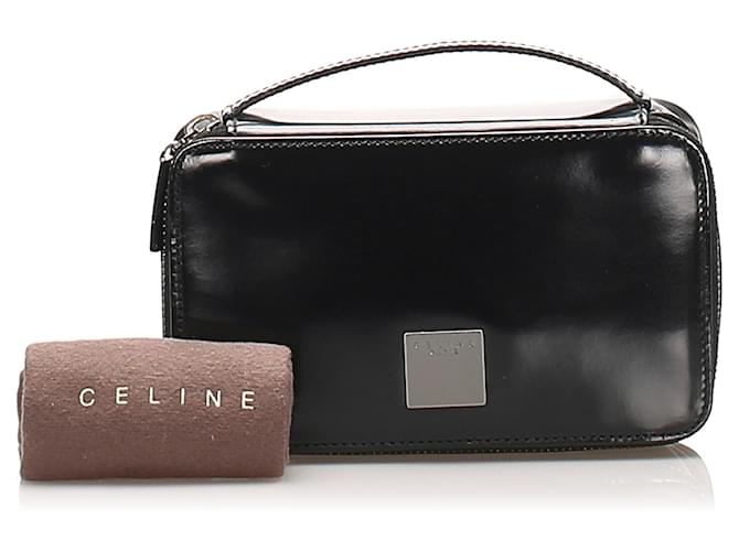 Céline Borsa Vanity in vernice nera Celine Nero - vista 3