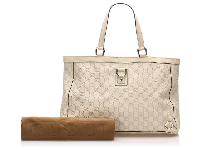 Borsa tote Gucci Guccissima Abbey D-Ring bianca Bianco - vista 4