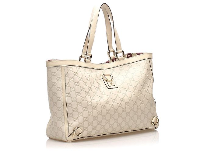 Borsa tote Gucci Guccissima Abbey D-Ring bianca Bianco - vista 5