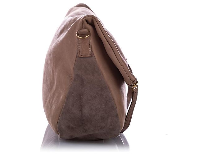 Céline Borsa a tracolla in pelle marrone Celine Fold-Over - vista 6