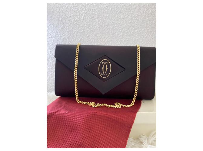 Pochette Cartier in seta Bordeaux scuro Bordò - vista 2