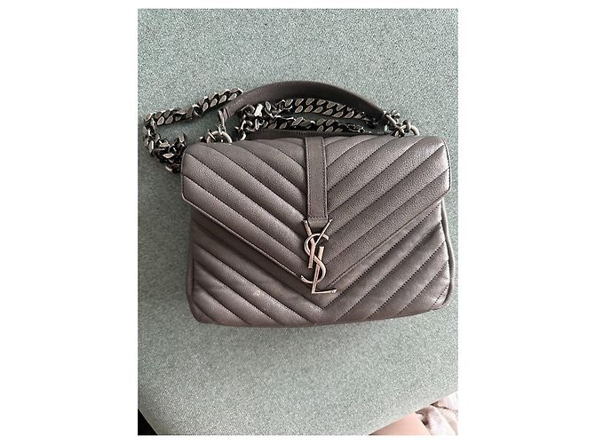 Borsa a mano Yves Saint Laurent in pelle grigia Grigio - vista 8