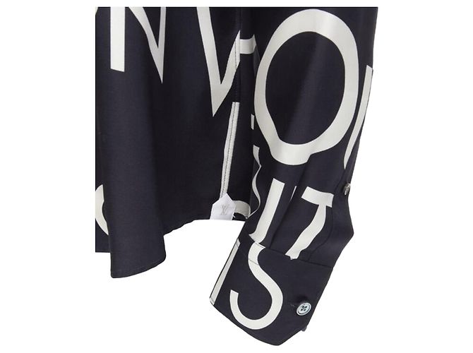 Camicia in seta 100% LOUIS VUITTON VIRGIL ABLOH con logo tipografico blu navy e bianco - vista 7