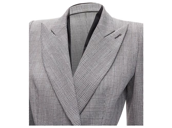 Alexander Mcqueen 1990 Vintage Grey Houndstooth Layer Collar Power Blazer It40 S - view 2