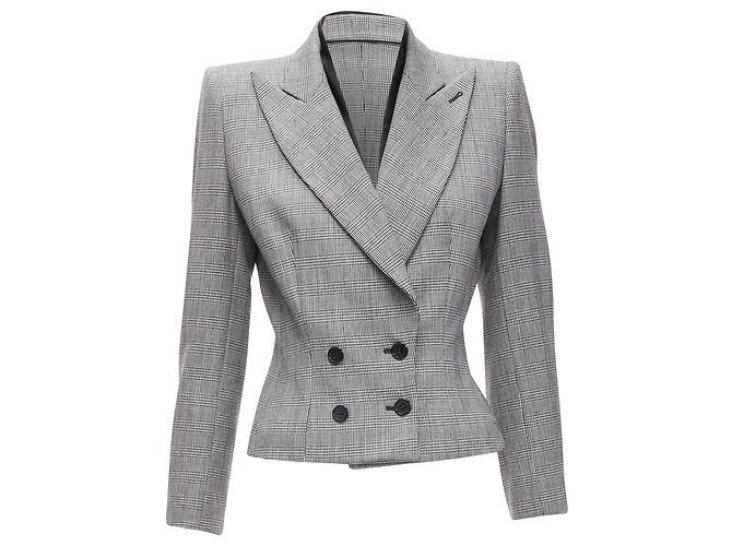 Alexander Mcqueen 1990 Vintage Grey Houndstooth Layer Collar Power Blazer It40 S - view 3