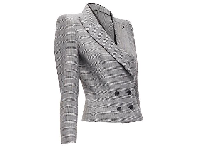 Alexander Mcqueen 1990 Vintage Grey Houndstooth Layer Collar Power Blazer It40 S - view 4