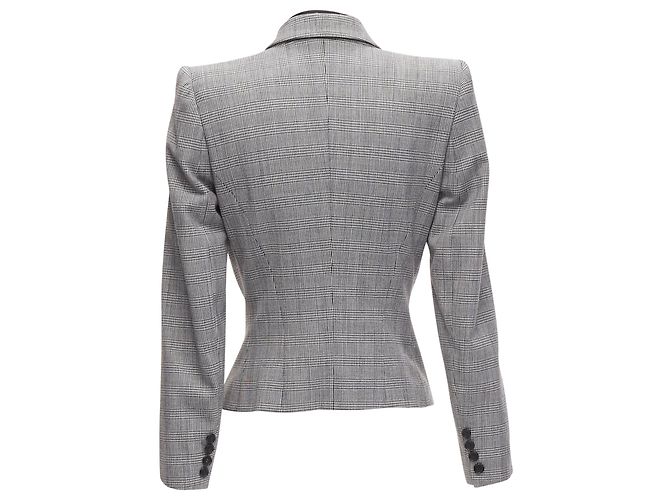 Alexander Mcqueen 1990 Vintage Grey Houndstooth Layer Collar Power Blazer It40 S - view 6