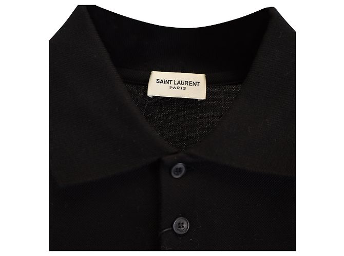 Polo Saint Laurent Paris Cassandre in cotone nero - vista 2