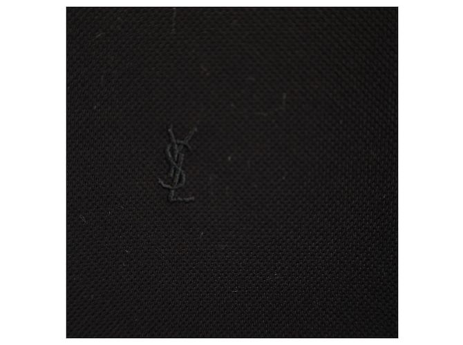 Polo Saint Laurent Paris Cassandre in cotone nero - vista 3