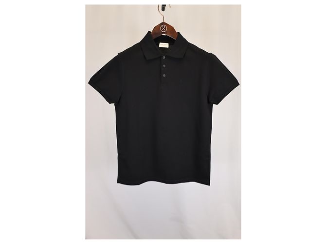 Polo Saint Laurent Paris Cassandre in cotone nero - vista 8