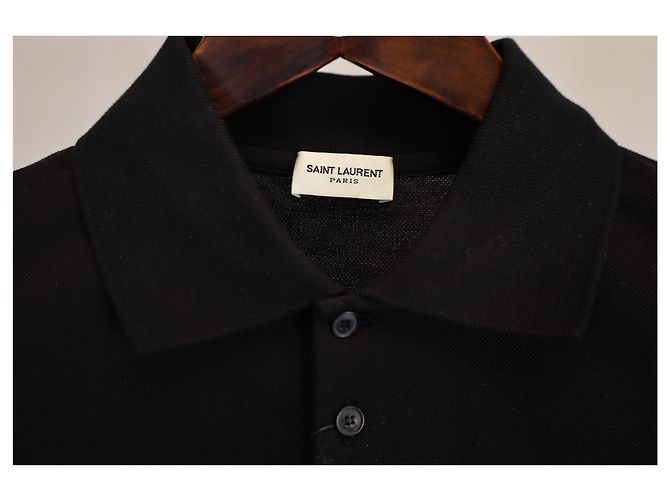 Polo Saint Laurent Paris Cassandre in cotone nero - vista 9