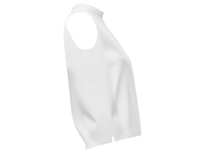 Louis Vuitton White Viscose Polyester Lace Knit Collar Sleeveless Vest S - view 4