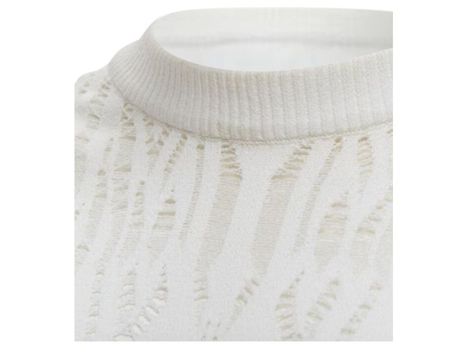 Louis Vuitton White Viscose Polyester Lace Knit Collar Sleeveless Vest S - view 7
