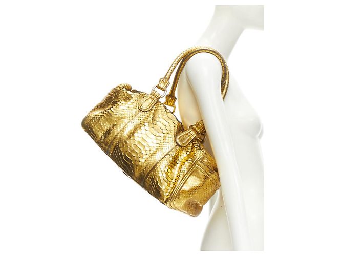 Bolsa de viagem Boston em couro escalado dourado metálico Zagliani - vista 2
