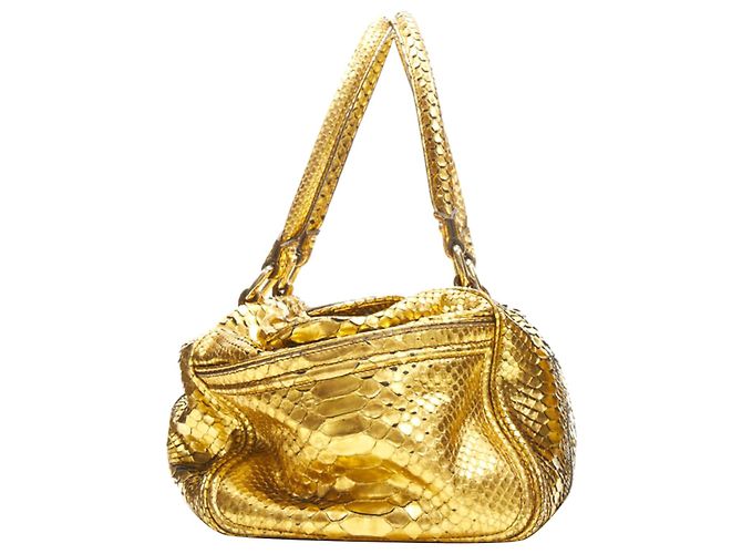 Bolsa de viagem Boston em couro escalado dourado metálico Zagliani - vista 4